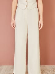 Yumi Natural Cotton And Ramie Wide Leg Trousers - Image 4 of 7