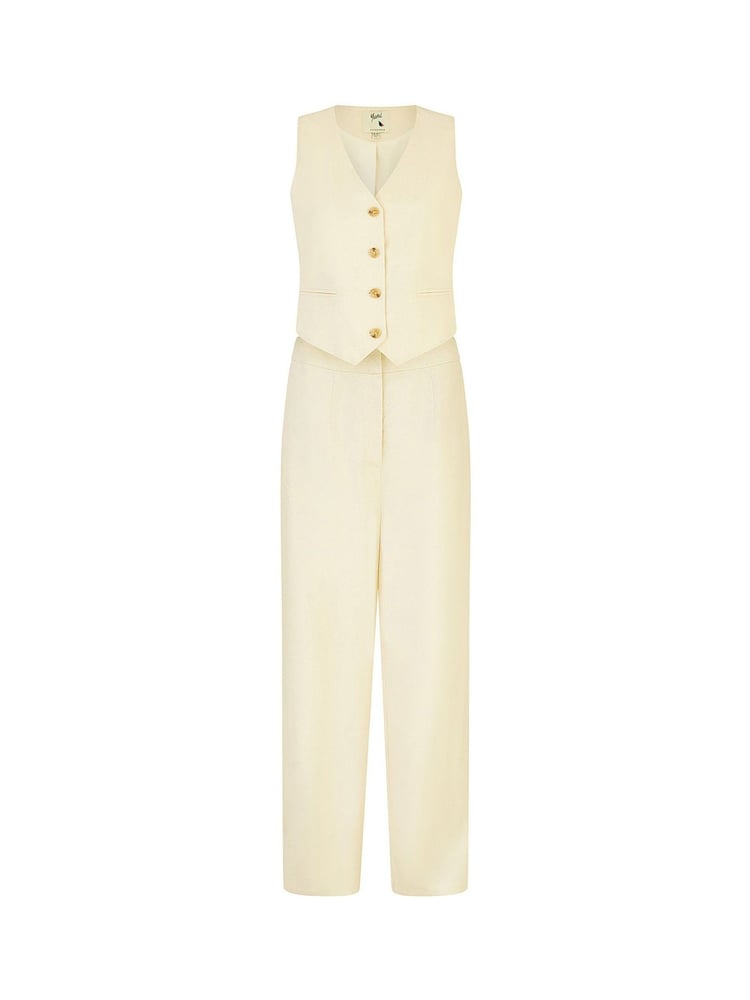 Yumi Natural Cotton And Ramie Wide Leg Trousers - Image 7 of 7
