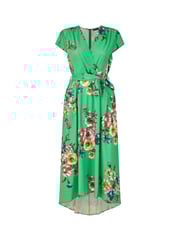 Mela Green Floral Wrap Over Dipped Hem Midi Dress - Image 5 of 5