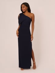 Adrianna Papell Blue One Shoulder Gown - Image 1 of 7