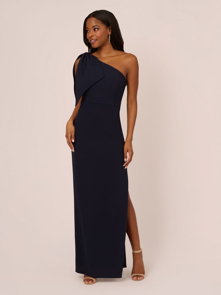 Adrianna Papell Blue One Shoulder Gown - Image 1 of 7
