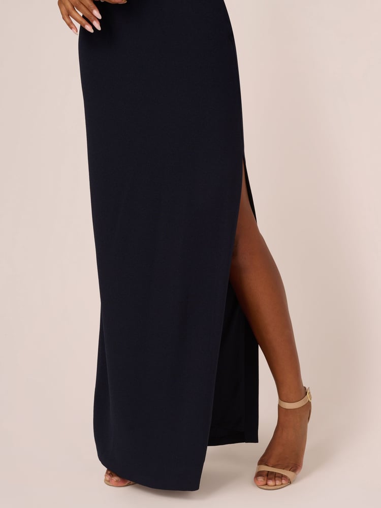 Adrianna Papell Blue One Shoulder Gown - Image 7 of 7