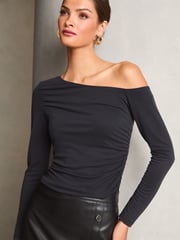 Lipsy Black Slinky One Shoulder Top - Image 1 of 4