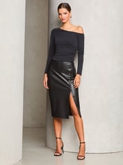 Lipsy Black Slinky One Shoulder Top - Image 2 of 4