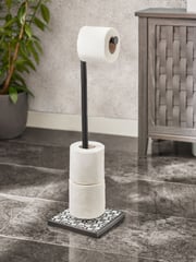 Black & White Geo Pivot Top Toilet Roll Holder - Image 1 of 7