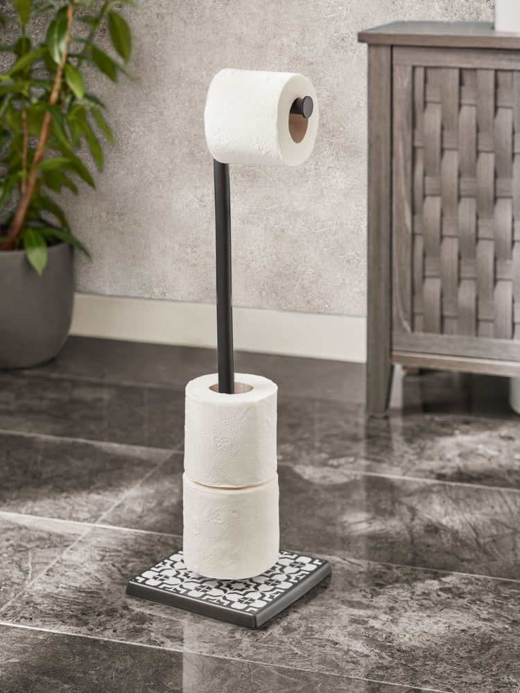 Black & White Geo Pivot Top Toilet Roll Holder - Image 1 of 7