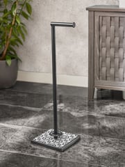 Black & White Geo Pivot Top Toilet Roll Holder - Image 2 of 7