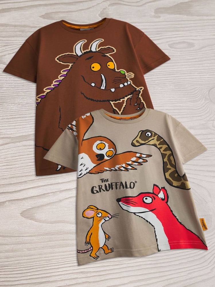 Vanilla Underground Brown Boys Gruffalo 100% Cotton T-Shirts 2 Pack - Image 6 of 6 Vanilla Underground Brown Boys Gruffalo 100% Cotton T-Shirts 2 Pack - Image 6 of 6