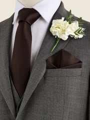 Chocolate Brown Silk Tie And Pocket Square Set - Image 1 of 6