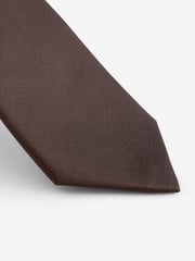 Chocolate Brown Silk Tie And Pocket Square Set - Image 3 of 6