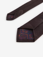 Brown/Navy Blue Navajo Style Silk Tie And Pocket Square Set - Image 3 of 5