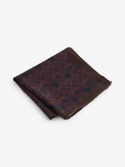 Brown/Navy Blue Navajo Style Silk Tie And Pocket Square Set - Image 4 of 5