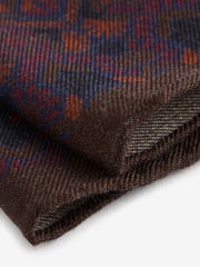 Brown/Navy Blue Navajo Style Silk Tie And Pocket Square Set - Image 5 of 5