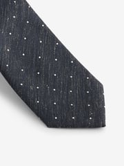 Navy Blue Polka Dot/Paisley Silk Tie And Pocket Square Set - Image 2 of 5
