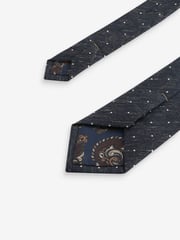 Navy Blue Polka Dot/Paisley Silk Tie And Pocket Square Set - Image 3 of 5
