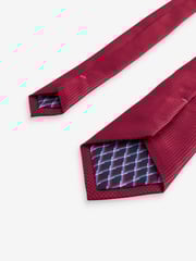 Red Slim Tie And Pocket Square Set - Image 3 of 5