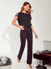 Friends Like These Black Gold Sequin Emebellished T-Shirt - Image 4 of 4
