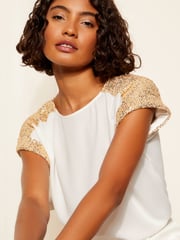 Friends Like These White Sequin Emebellished T-Shirt - Image 1 of 4