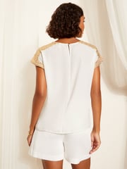 Friends Like These White Sequin Emebellished T-Shirt - Image 4 of 4
