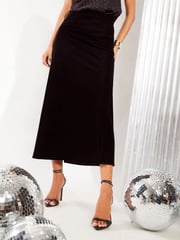 Friends Like These Black Velvet Bias Maxi Skirt - Image 1 of 4