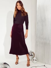 Friends Like These Red Velvet Bias Maxi Skirt - Image 2 of 4