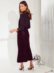 Friends Like These Red Velvet Bias Maxi Skirt - Image 4 of 4