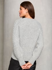 Lipsy Grey Cable Button Detail Knitted Jumper - Image 4 of 4