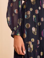 Love & Roses Polka Dot Metallic Polka Dot Midi Dress - Image 3 of 4