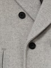 Reiss Soft Grey Melange Bergamo 3-9 yrs Wool-Blend Twill Double-Breasted Coat - Image 4 of 4