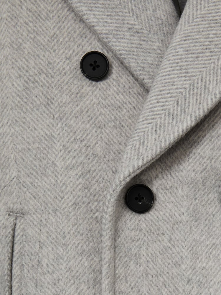 Reiss Soft Grey Melange Bergamo 3-9 yrs Wool-Blend Twill Double-Breasted Coat - Image 4 of 4