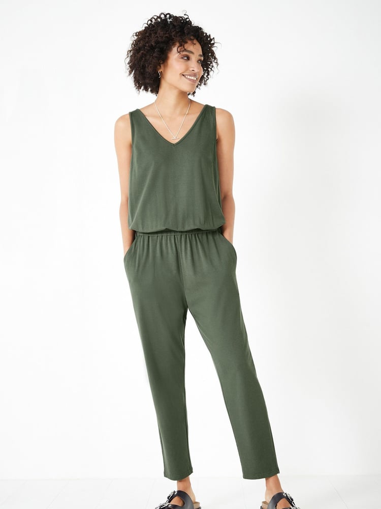 Hush Green Cropped Jersey Jumpsuit - Image 1 of 5