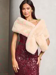 Lipsy Cream Faux Fur Scarf Shawl - Image 2 of 4