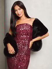 Lipsy Black Faux Fur Scarf Shawl - Image 1 of 4