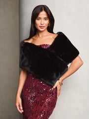 Lipsy Black Faux Fur Scarf Shawl - Image 3 of 4