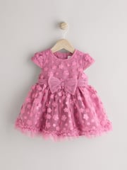Berry Pink 3D Flowers Baby Occasion Dress (0mths-2yrs) - Image 1 of 7