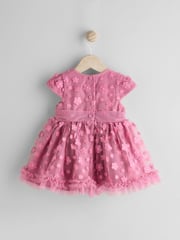 Berry Pink 3D Flowers Baby Occasion Dress (0mths-2yrs) - Image 2 of 7