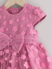 Berry Pink 3D Flowers Baby Occasion Dress (0mths-2yrs) - Image 3 of 7