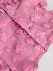 Berry Pink 3D Flowers Baby Occasion Dress (0mths-2yrs) - Image 5 of 7
