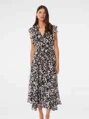 Forever New Black Maxine Ruffle Sleeves Midi Dress - Image 1 of 4