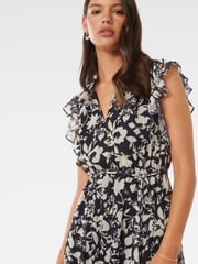 Forever New Black Maxine Ruffle Sleeves Midi Dress - Image 2 of 4