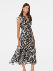 Forever New Black Maxine Ruffle Sleeves Midi Dress - Image 3 of 4