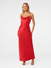 Forever New Red Lucy Satin Cowl Neck Maxi Dress - Image 1 of 4