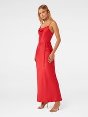 Forever New Red Lucy Satin Cowl Neck Maxi Dress - Image 3 of 4