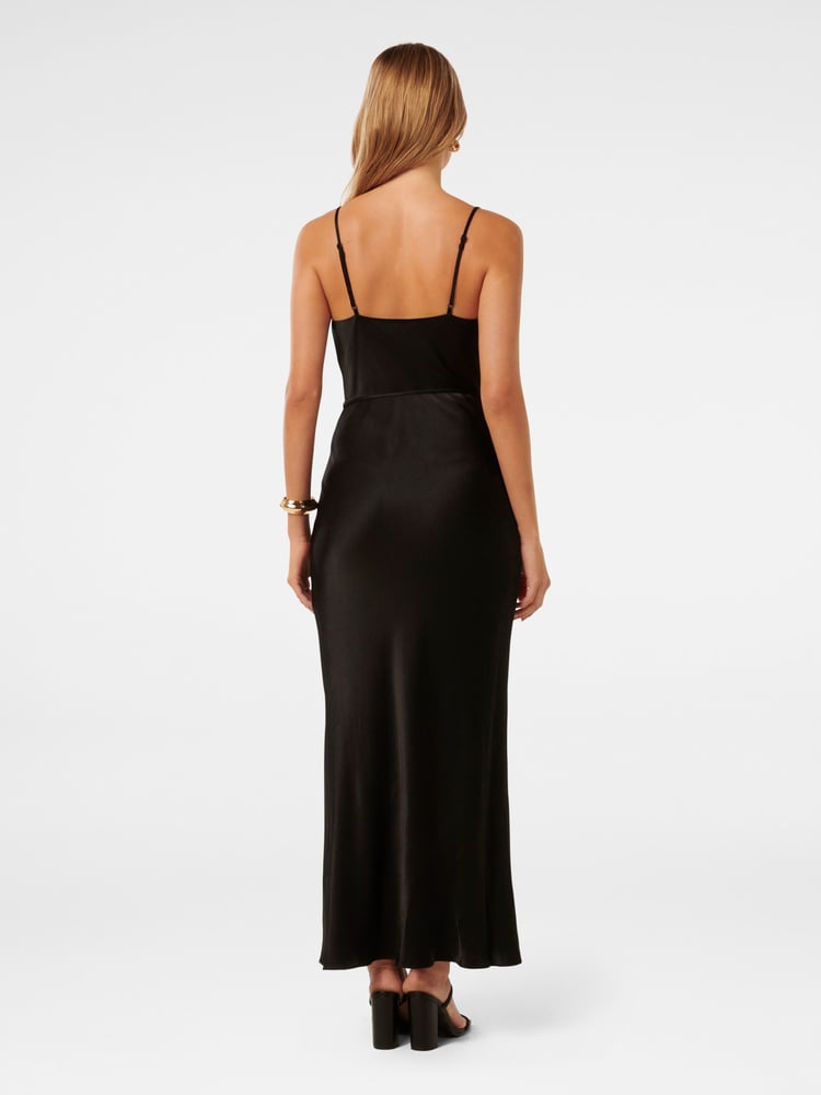 Forever New Black Lucy Satin Cowl Neck Maxi Dress - Image 4 of 4