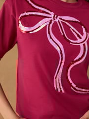 Red Bow Christmas Short Sleeve 100% Cotton T-Shirt - Image 5 of 9