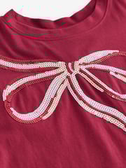 Red Bow Christmas Short Sleeve 100% Cotton T-Shirt - Image 7 of 9