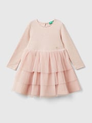 Benetton Tulle Long Sleeve Pink Dress - Image 1 of 3