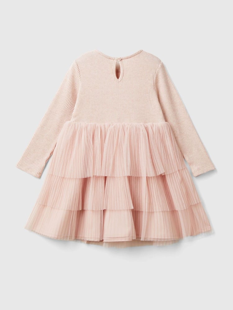 Benetton Tulle Long Sleeve Pink Dress - Image 2 of 3