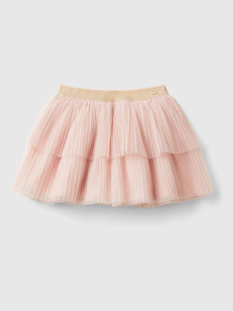Benetton Tulle Double Frill Pink Skirt - Image 2 of 3