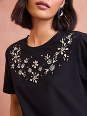 Love & Roses Black Embellished Jersey T-Shirt - Image 2 of 4